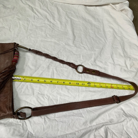 Boho Fossil Leather Crossbody Bag in Pink and Brown - Picture 5 of 8